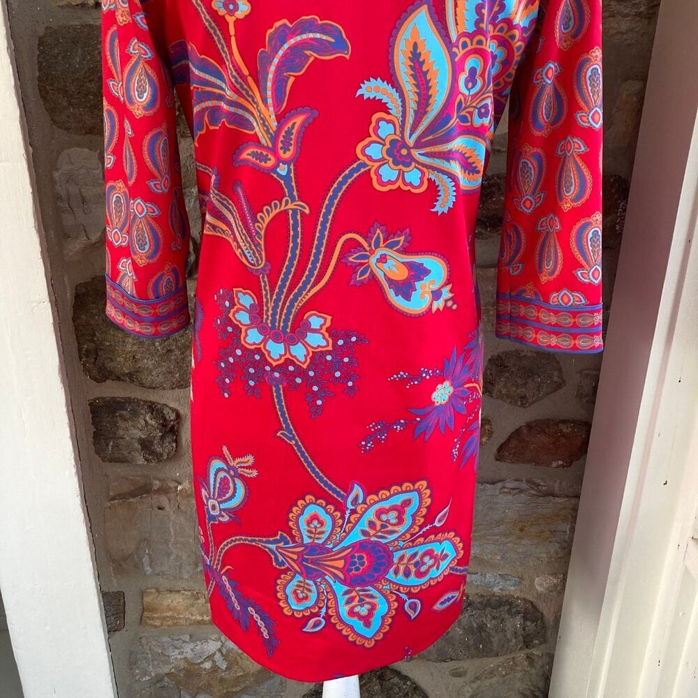 🌟Gretchen Scott Jersey Elemental Dress Queenie‎ Red Floral Womens Small - Picture 10 of 12